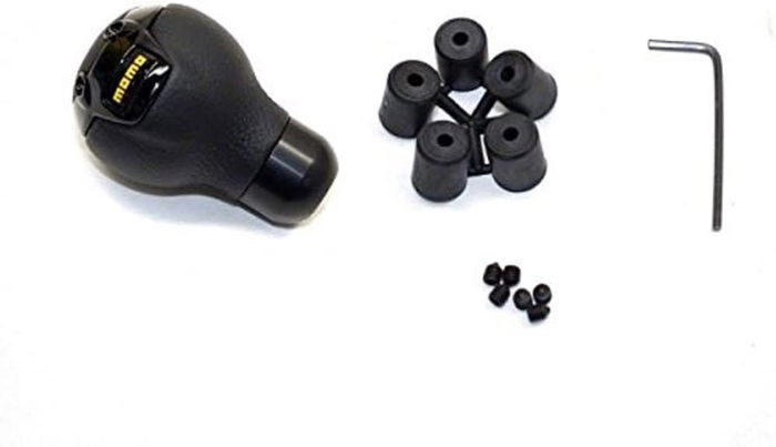 Momo MOMPONERO000BLKL Pomo de Cuero y Aluminio para una Sensación de Conducción Única