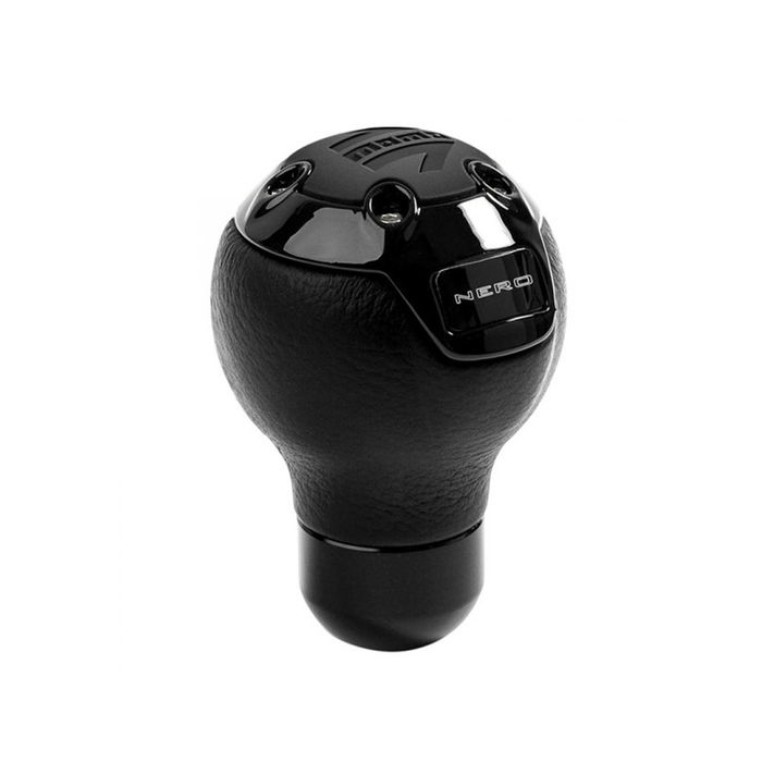 Momo MOMPONERO000BLKL Pomo de Cuero y Aluminio para una Sensación de Conducción Única