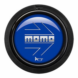 Momo Pulsador Arrow Logo Azul Cromado