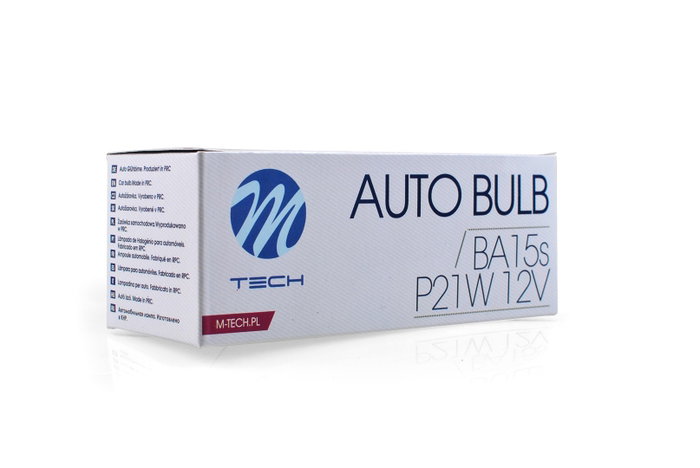 M-Tech Lámpara BA15S 12V/21W S25 Clear Pack de 10 unidades