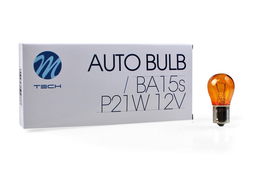 M-Tech BA15s S25 Lámpara Ámbar 12V 21W | Pack 10 Unidades MTECZ19