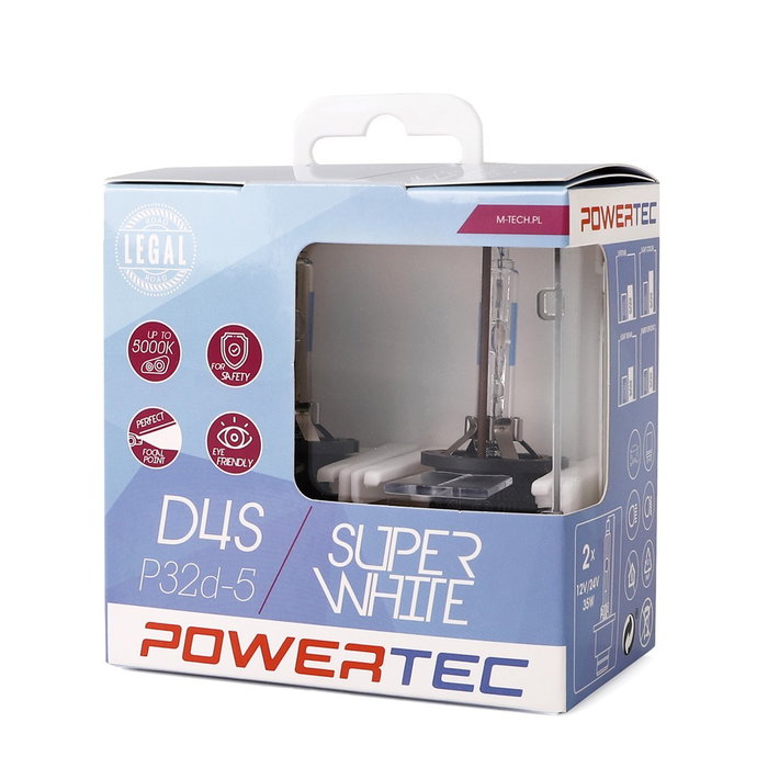 Powertec Bombilla Xenón Super White D4S Duo MTECPTZSWD4S-DUO Luz Blanca Intensa Azul 5000K 35W