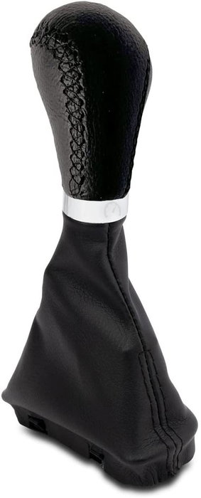 Occ Sport OCCPOM001 - Pomo Palanca De Cambios en Piel Negra para Interiores Deportivos - Compatible con Sistema Marcha Atras Tipo Gatillo