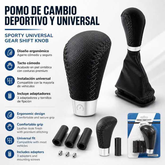 Occ Sport Pomo Palanca de Cambios Piel Negro
