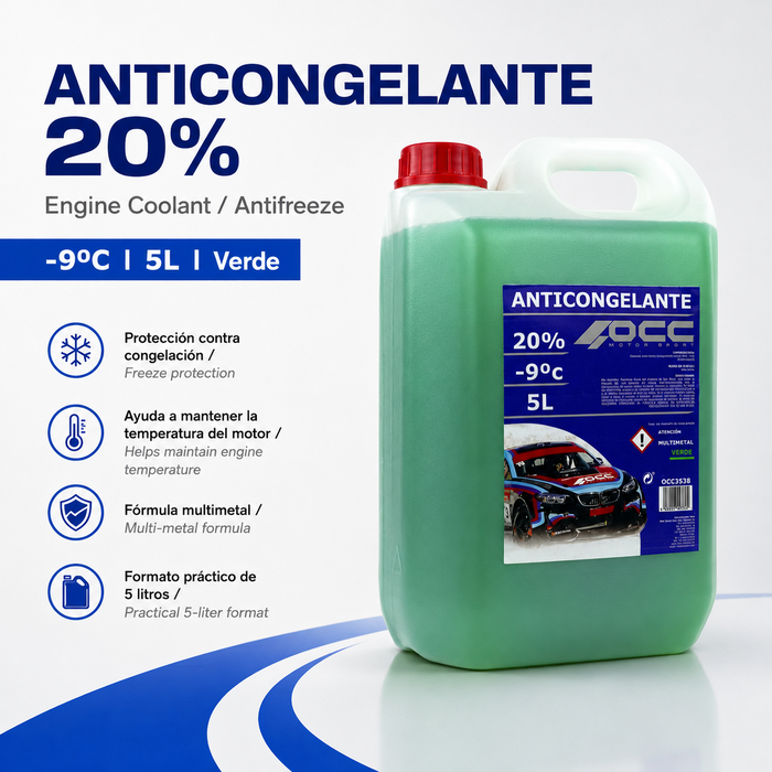 Occ Motorsport Anticongelante Verde 20% -9ºC 5 Litros