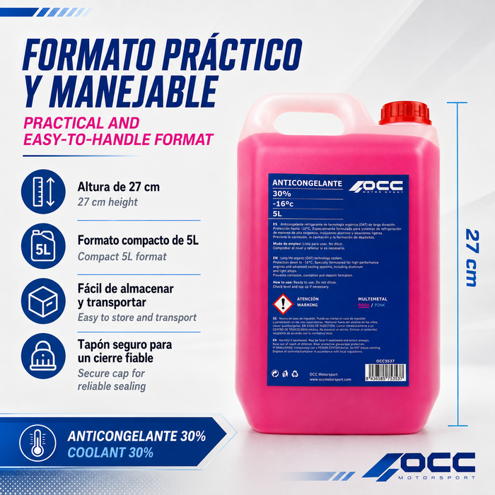 Occ Motorsport Anticongelante Rosa 30% -16ºC 5 Litros Occ Motorsport Anticongelante Rosa 30% -16ºC 5 Litros