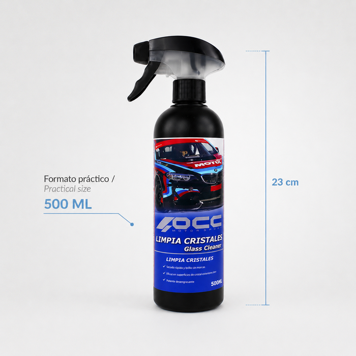 Occ Motorsport OCC47088 Limpiacristales para Coche 500 ml, Desengrasante Rápido para Interior y Exterior