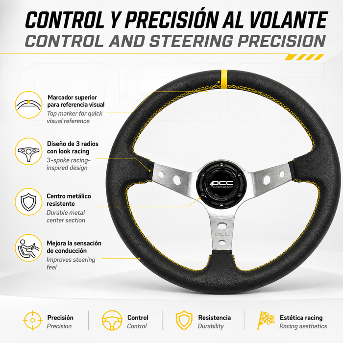 Occ Motorsport Volante Desplazado Mod. Track Piel Artificial Brazos Plata Occ Motorsport Volante Desplazado Mod. Track Piel Artificial Brazos Plata