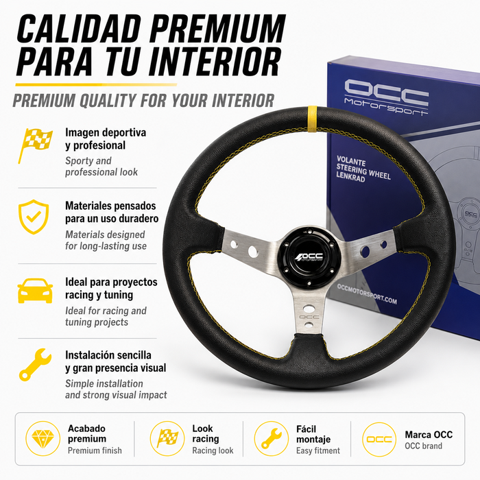 Occ Motorsport Volante Desplazado Mod. Track Piel Artificial Brazos Plata Occ Motorsport Volante Desplazado Mod. Track Piel Artificial Brazos Plata