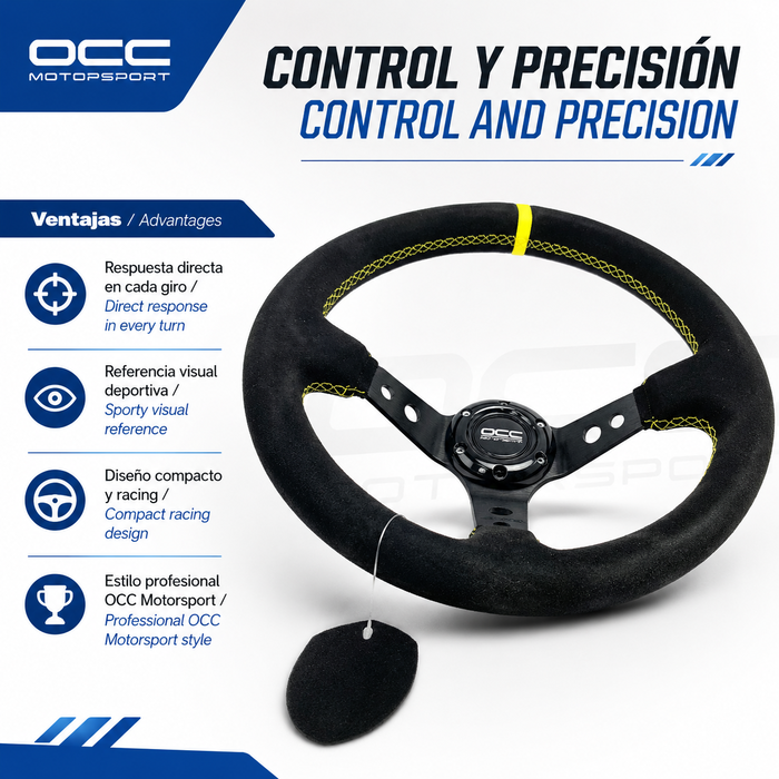 Occ Motorsport Volante Track Desplazado Piel Vuelta Brazos Negros