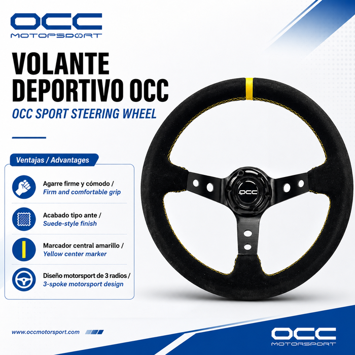 Occ Motorsport Volante Track Desplazado Piel Vuelta Brazos Negros