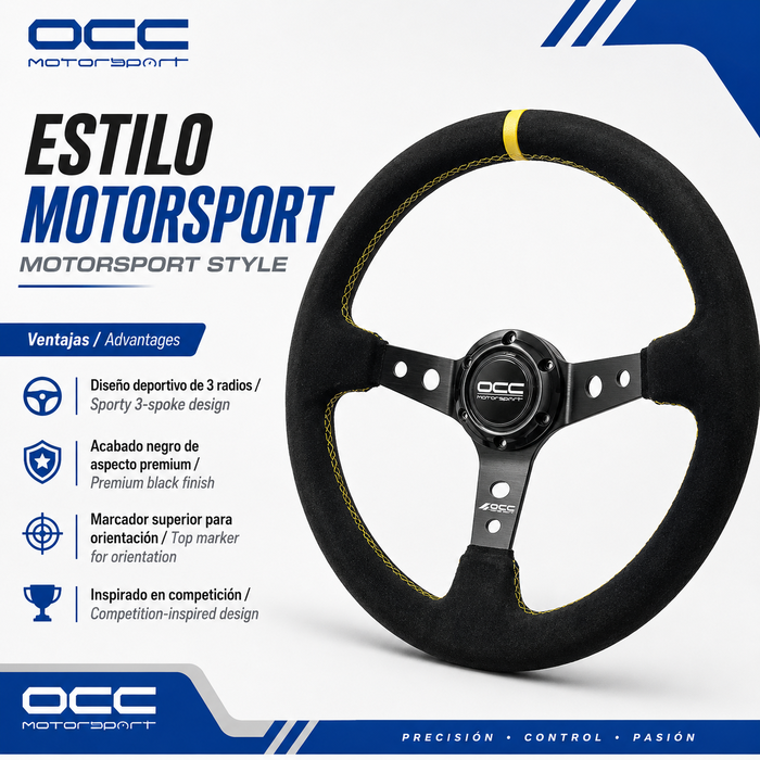 Occ Motorsport Volante Track Desplazado Piel Vuelta Brazos Negros