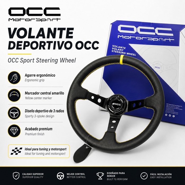 Occ Motorsport Volante Track Desplazado Piel Artificial Brazos Negros