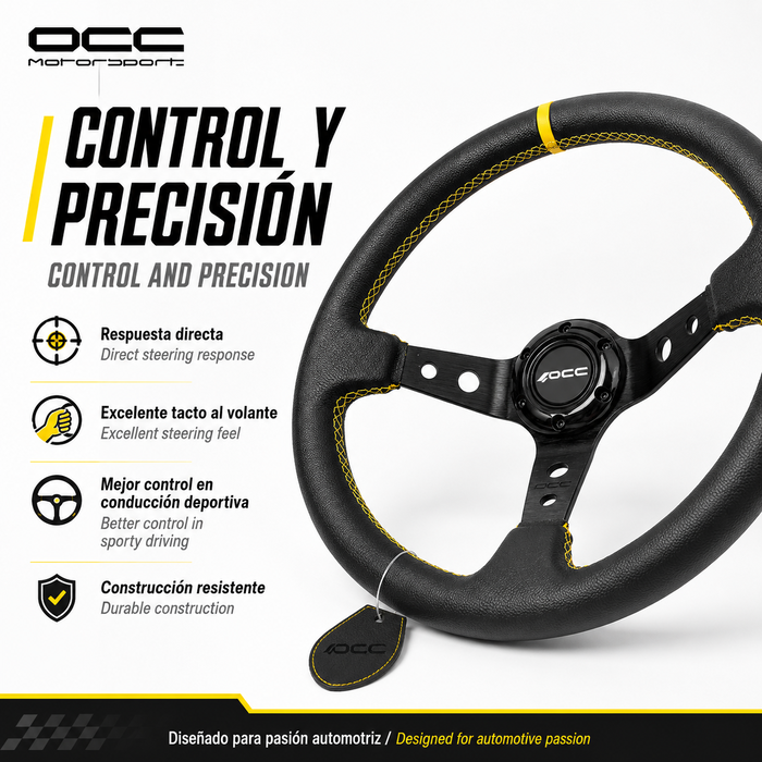 Occ Motorsport Volante Track Desplazado Piel Artificial Brazos Negros