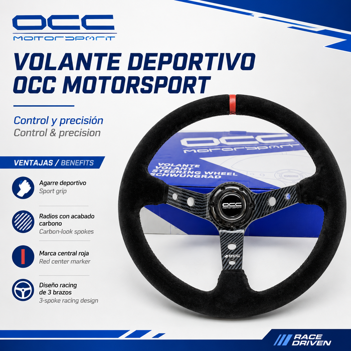 Occ Motorsport Volante Track Desplazado Piel Vuelta y Carbon Look