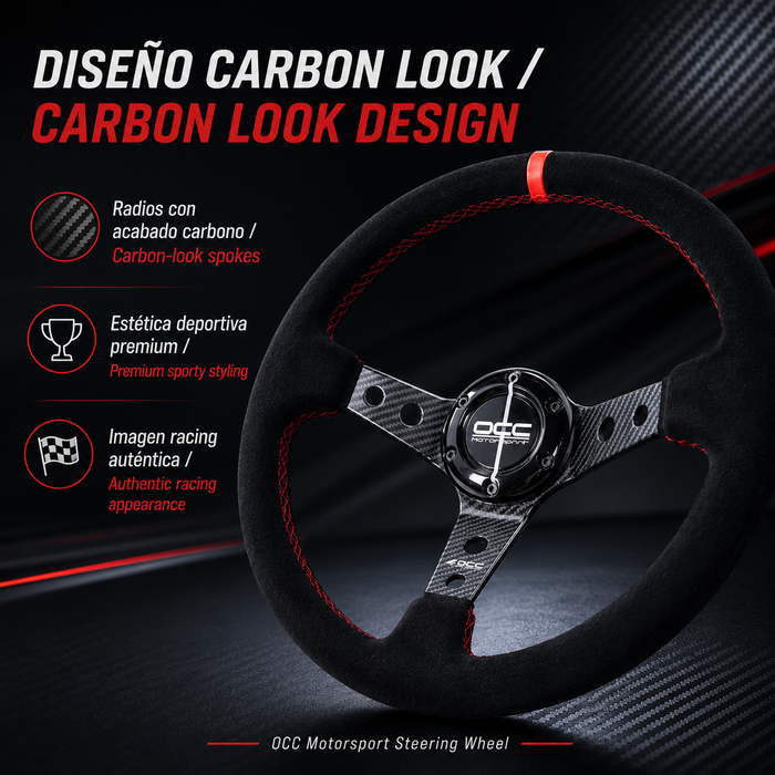 Occ Motorsport Volante Track Desplazado Piel Vuelta Efecto Carbono