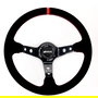 Occ Motorsport Volante Deportivo Desplazado Modelo Track OCCVOL007 - 350 mm Diámetro, Aro Piel Vuelta, Brazos Efecto Carbono para Conducción Deportiva