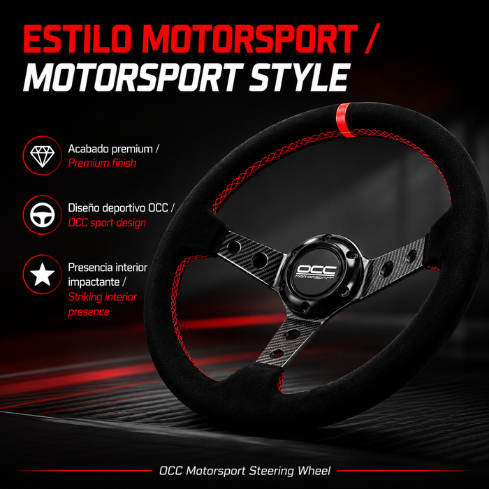 Occ Motorsport Volante Track Desplazado Piel Vuelta Efecto Carbono