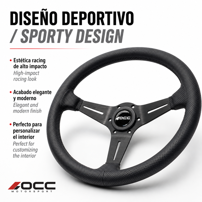 Occ Motorsport Volante Classic Desplazado Piel Perforada Brazos Negros Occ Motorsport Volante Classic Desplazado Piel Perforada Brazos Negros