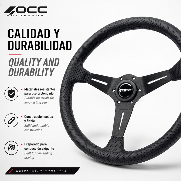 Occ Motorsport Volante Classic Desplazado Piel Perforada Brazos Negros Occ Motorsport Volante Classic Desplazado Piel Perforada Brazos Negros