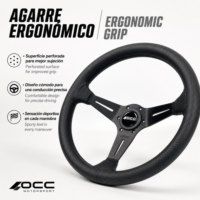 Occ Motorsport Volante Classic Desplazado Piel Perforada Brazos Negros Occ Motorsport Volante Classic Desplazado Piel Perforada Brazos Negros