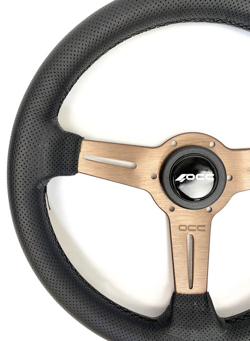 Occ Motorsport Volante Plano Classic Piel Perforada Brazos Bronce