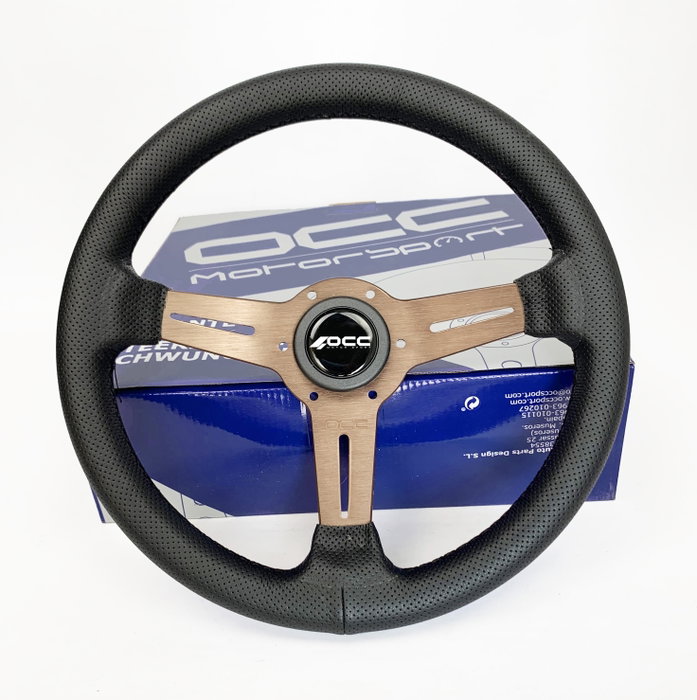 Occ Motorsport Volante Plano Classic Piel Perforada Brazos Bronce