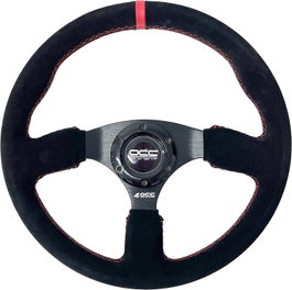 OCC Motorsport OCCVOL010 Volante Deportivo Revenge, Plano, Piel Vuelta, 350 mm, 6 Tornillos, Brazos Negros, para Simulación o Vehículo