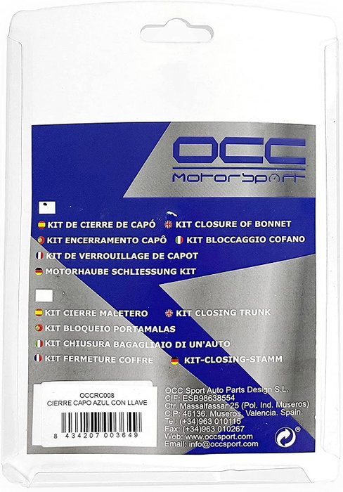 Occ Motorsport Kit de Cierre de Capó con Llave Negro/Plata Carbono