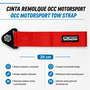 Occ Motorsport Cinta De Remolque Roja OCCRC013 - Nylon Alta Resistencia, Capacidad 3000 kg, Soporte Metálico, 25 x 5 cm