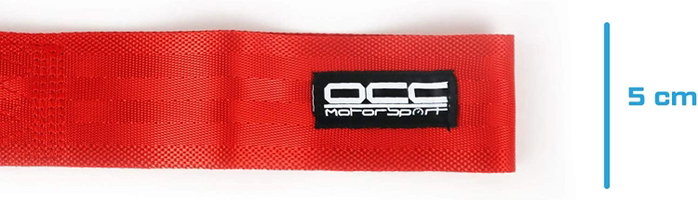Occ Motorsport Cinta De Remolque Roja OCCRC013 - Nylon Alta Resistencia, Capacidad 3000 kg, Soporte Metálico, 25 x 5 cm