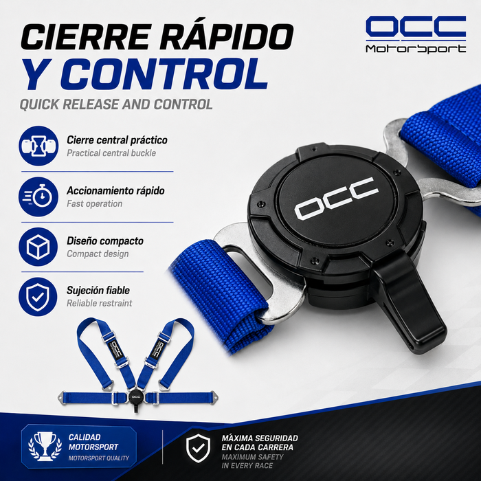 Occ Motorsport Arnés de 4 Puntos 3 Pulgadas Azul