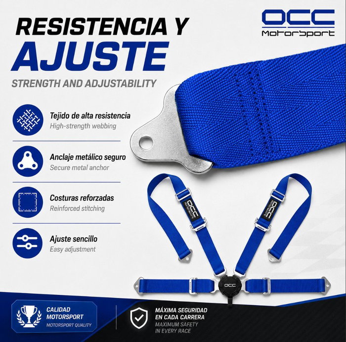 Occ Motorsport Arnés de 4 Puntos 3 Pulgadas Azul