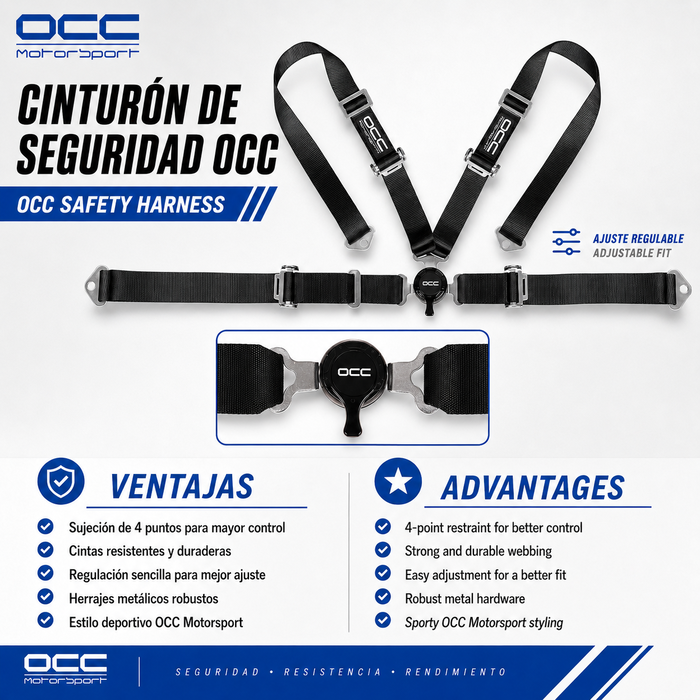 Occ Motorsport Arnés de 4 Puntos 3 Pulgadas Negro