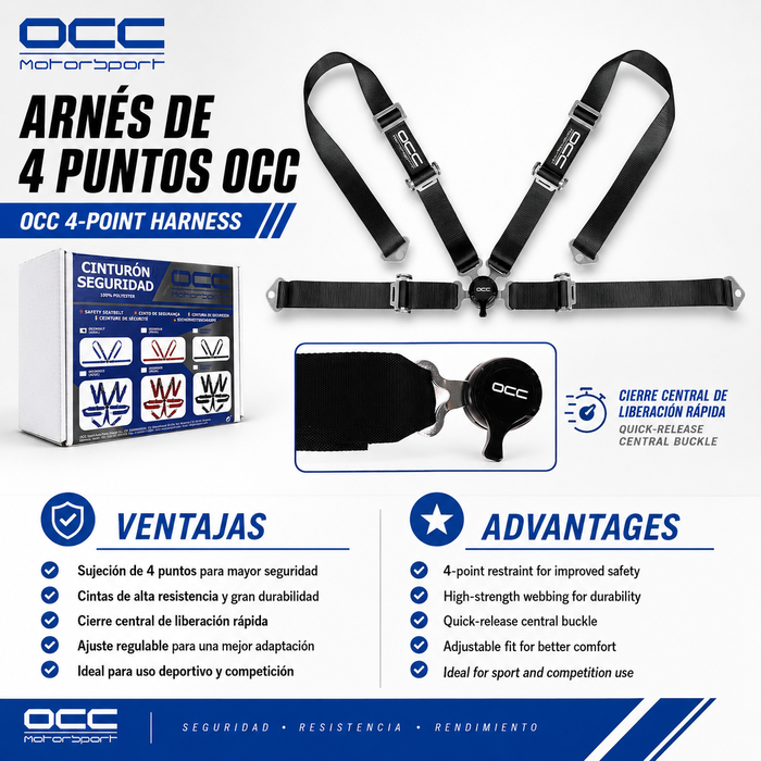 Occ Motorsport Arnés de 4 Puntos 3 Pulgadas Negro