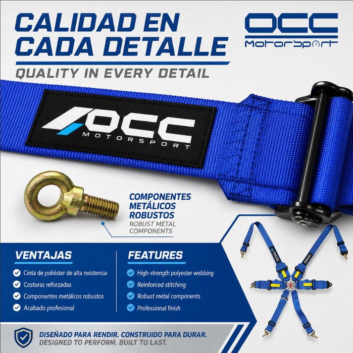 Occ Motorsport Arnés de 6 Puntos 3 Pulgadas Azul FIA New Occ Motorsport Arnés de 6 Puntos 3 Pulgadas Azul FIA New