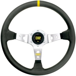 OMP Volante CORSICA Piel 350mm Negro Brazos Plata