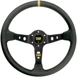 OMP CORSICA Volante de Cuero 350mm Brazos Negros Detalle Amarillo