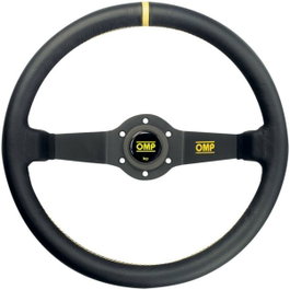 OMP Volante RALLY de cuero negro 350mm 2 brazos