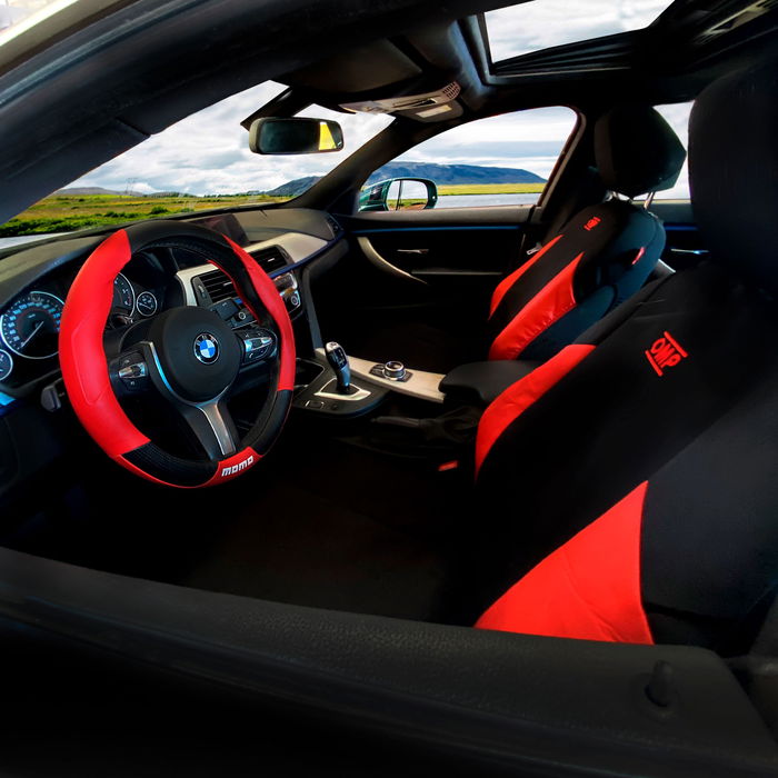 OMP Juego Fundas Asientos Coche Universal 11 Piezas Negro-Rojo OMP1035RS