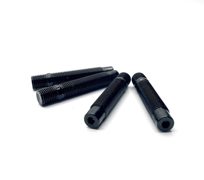 OMP SPEED Juego de 4 Espárragos M14x1.25 Doble Rosca Largo 82mm Negro