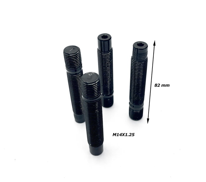 OMP SPEED Juego de 4 Espárragos M14x1.25 Doble Rosca Largo 82mm Negro