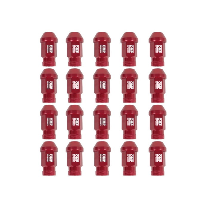 Omp Juego de 20 Tuercas de Aluminio M14x1.25 Rojo