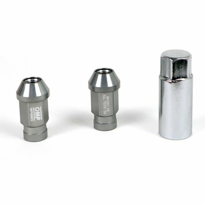 OMP SPEED Juego de 20 Tuercas de Aluminio M14x1.25 Largo 40mm Gris OMP SPEED Juego de 20 Tuercas de Aluminio M14x1.25 Largo 40mm Gris