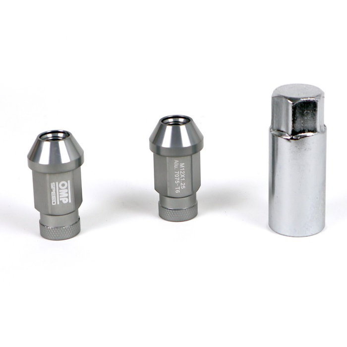 OMP SPEED Juego de 20 Tuercas de Aluminio M14x1.25 Gris de Aluminio OMP SPEED Juego de 20 Tuercas de Aluminio M14x1.25 Gris de Aluminio