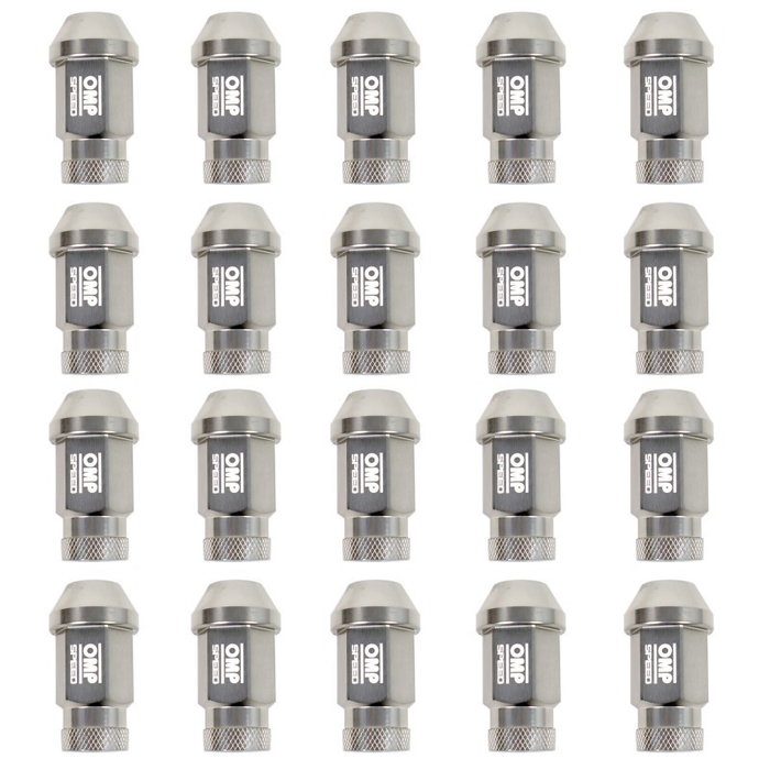 OMP SPEED Juego de 20 Tuercas de Aluminio M14x1.25 Gris de Aluminio OMP SPEED Juego de 20 Tuercas de Aluminio M14x1.25 Gris de Aluminio