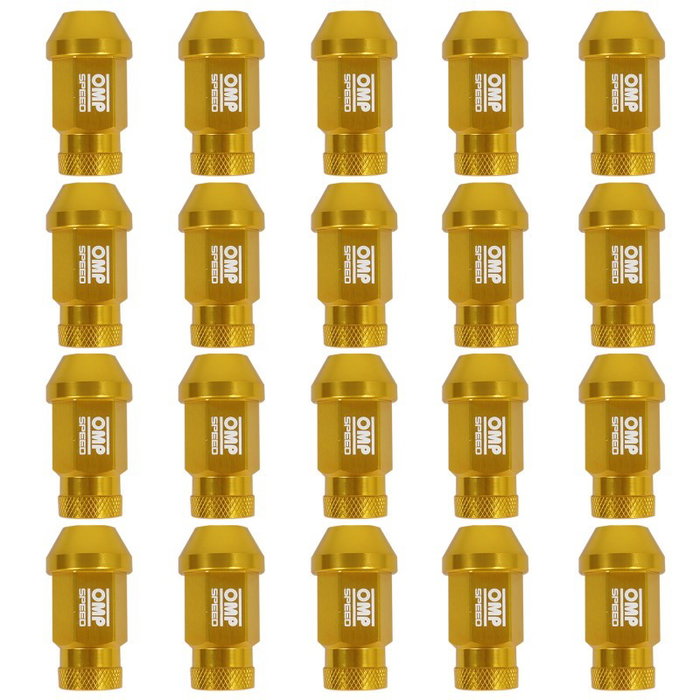 OMP Juego de 20 Tuercas de Aluminio M14x1.25 Amarillo