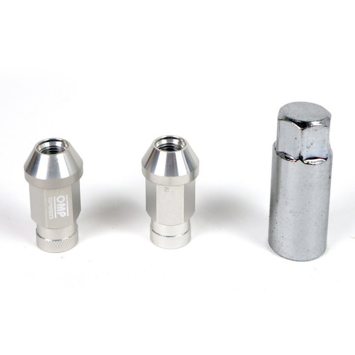 OMP SPEED Juego de 20 Tuercas de Aluminio M14x1.25, 40mm, Plata