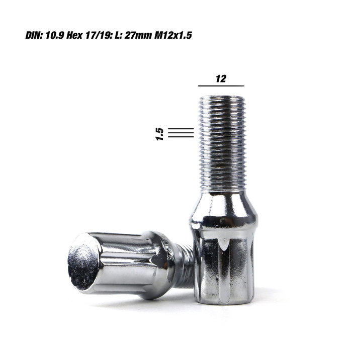 OMP Juego de 20 Tornillos de Rueda Acero DIN 10.9 M12x1.5 Color Plata