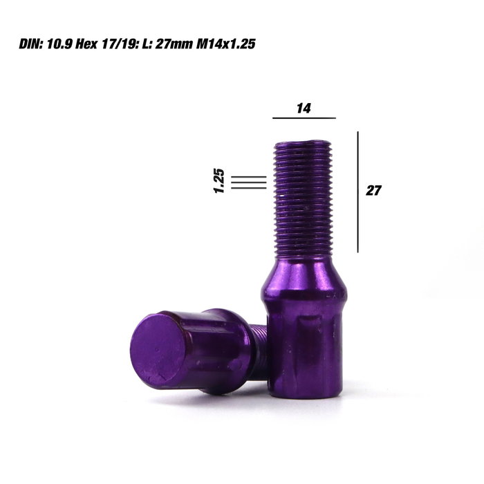 Omp Juego de 20 Tornillos de Acero M14x1.25 Color Morado con Llave Omp Juego de 20 Tornillos de Acero M14x1.25 Color Morado con Llave